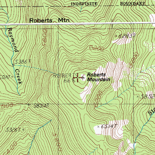 Topographic Map of Roberts Mountain, ID