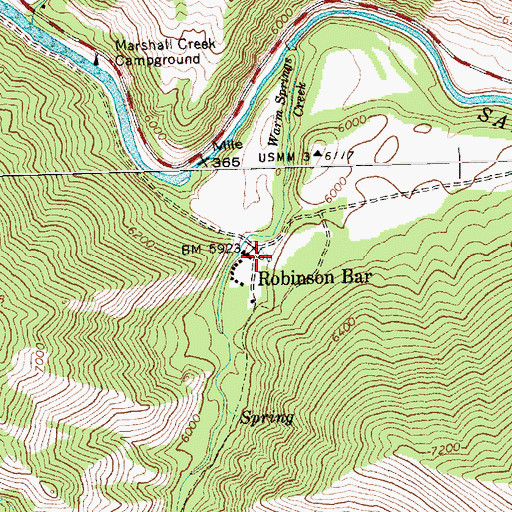 Topographic Map of Robinson Bar, ID
