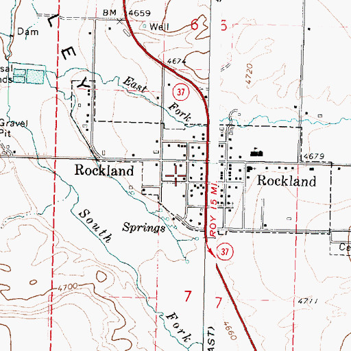 Topographic Map of Rockland, ID