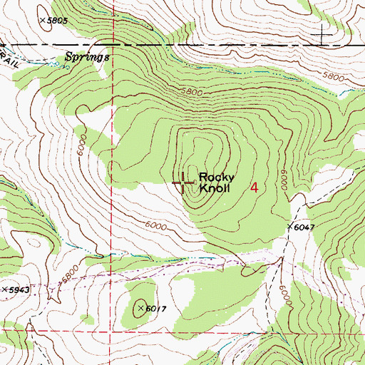 Topographic Map of Rocky Knoll, ID