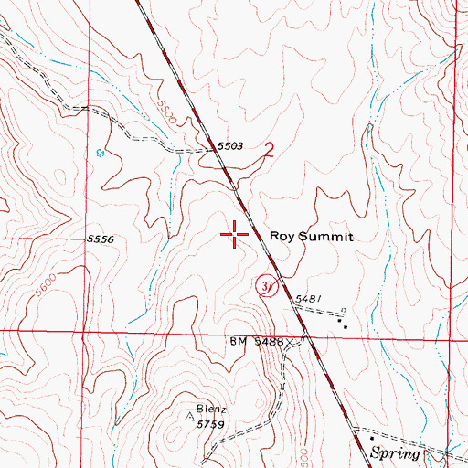 Topographic Map of Roy Summit, ID