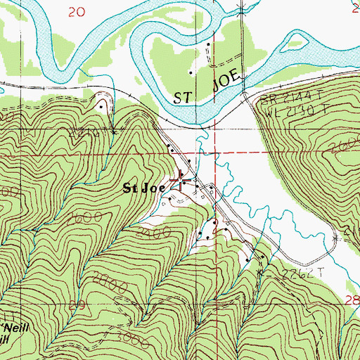 Topographic Map of Saint Joe, ID