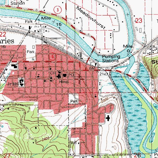 Topographic Map of Saint Maries, ID