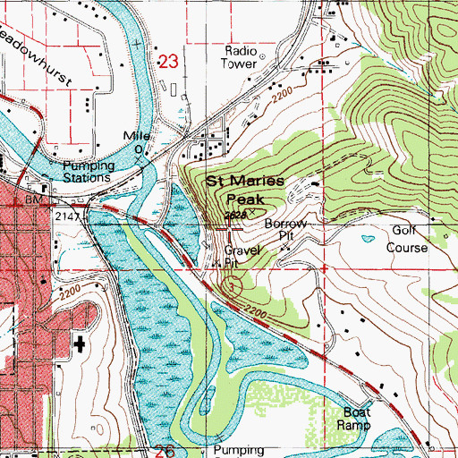 Topographic Map of Saint Maries Peak, ID