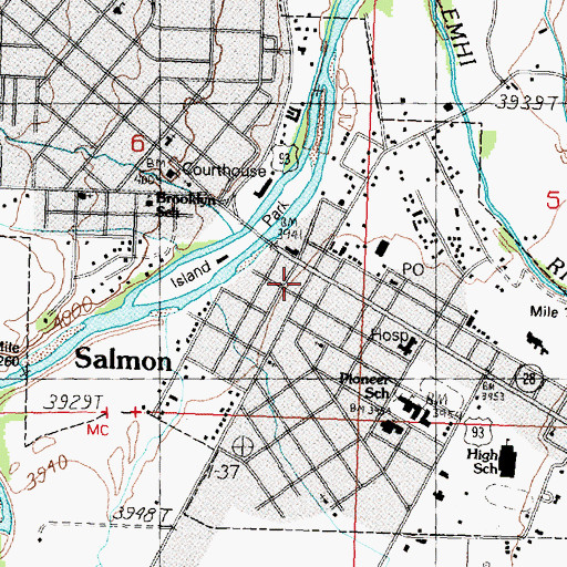 Topographic Map of Salmon, ID