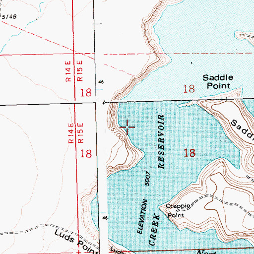 Topographic Map of Salmon Falls Creek Reservoir, ID