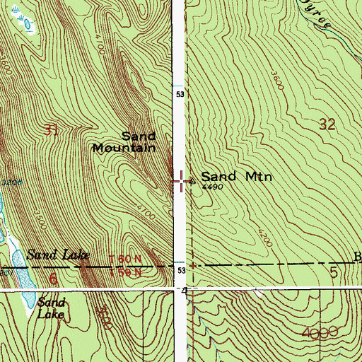 Topographic Map of Sand Mountain, ID