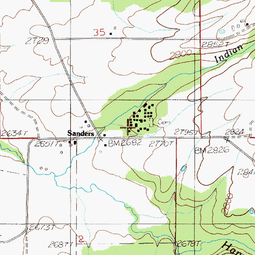 Topographic Map of Sanders, ID