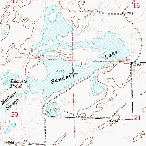 Topographic Map of Sandhole Lake, ID