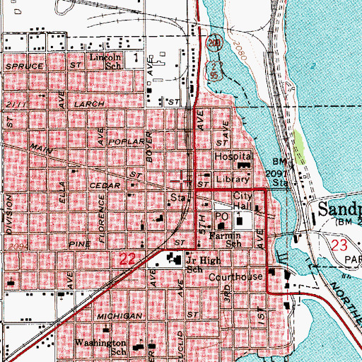 Topographic Map of Sandpoint, ID