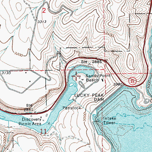 Topographic Map of Sandy Point Beach, ID