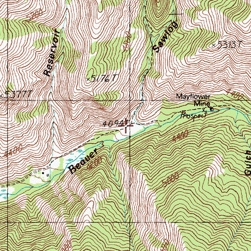 Topographic Map of Sawlog Gulch, ID