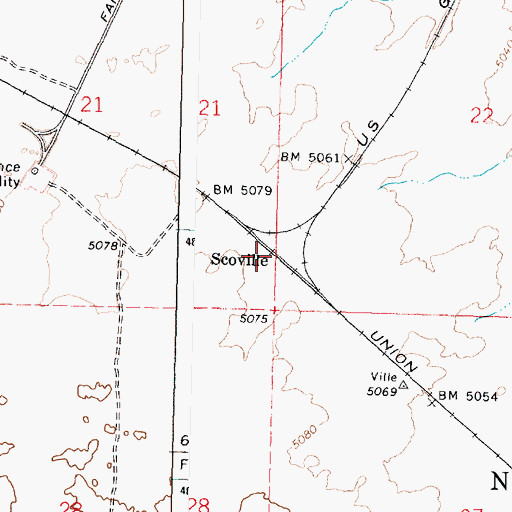 Topographic Map of Scoville, ID