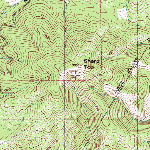 Topographic Map of Sharp Top, ID