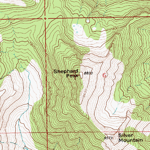 Topographic Map of Shephard Peak, ID