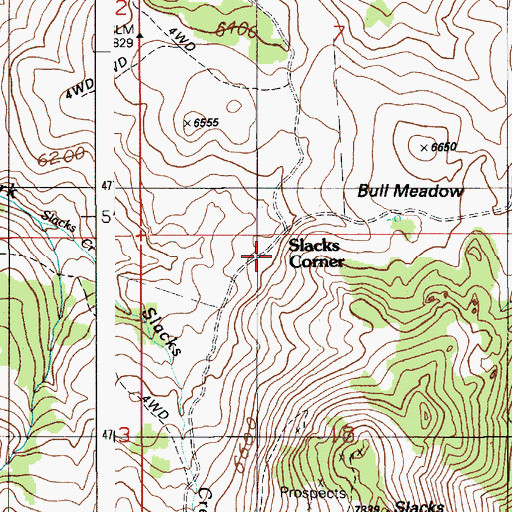 Topographic Map of Slacks Corner, ID