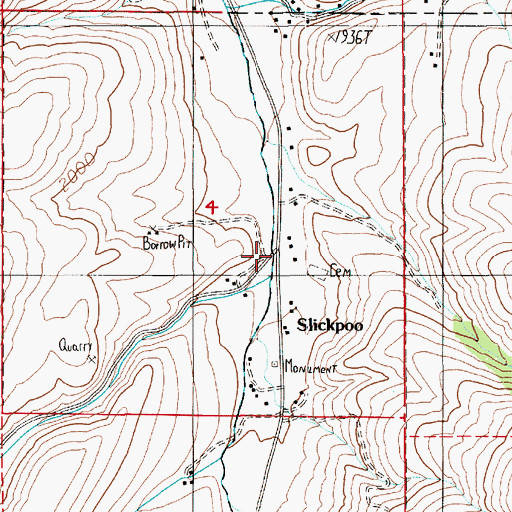 Topographic Map of Slickpoo, ID