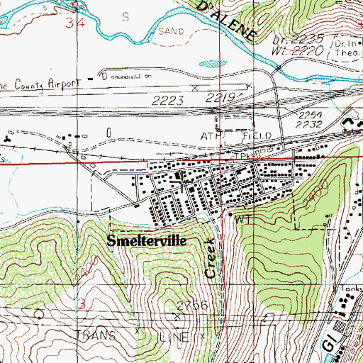 Topographic Map of Smelterville, ID