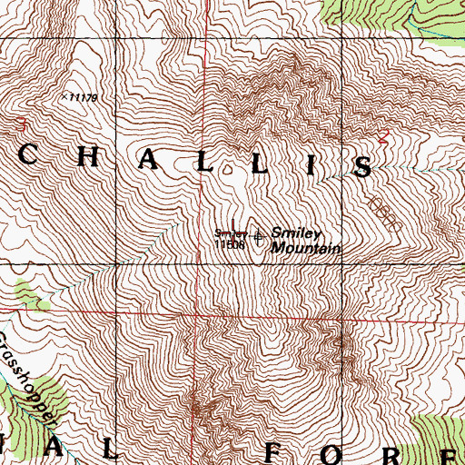 Topographic Map of Smiley Mountain, ID