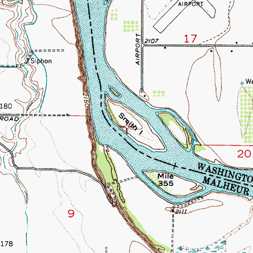 Topographic Map of Smith Island, ID