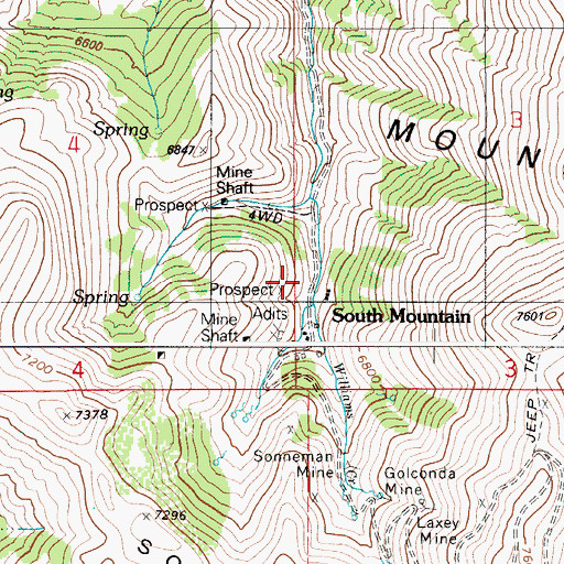 Topographic Map of South Mountain, ID