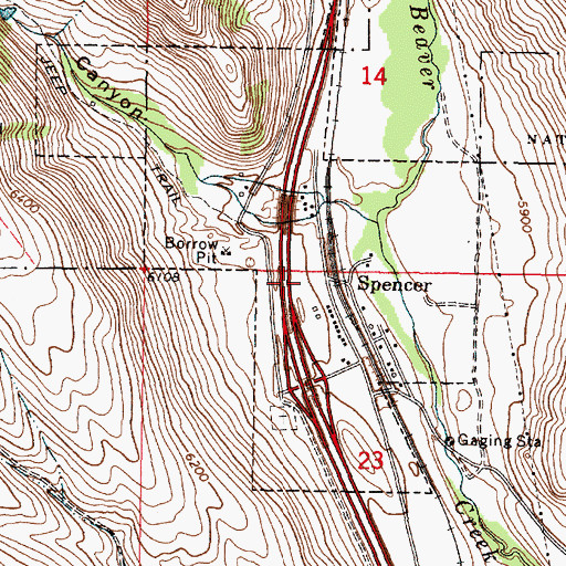 Topographic Map of Spencer, ID