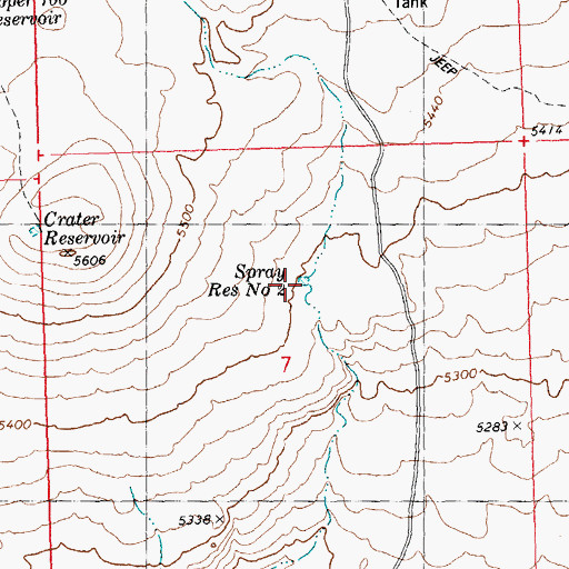 Topographic Map of Spray Reservoir Number Two, ID