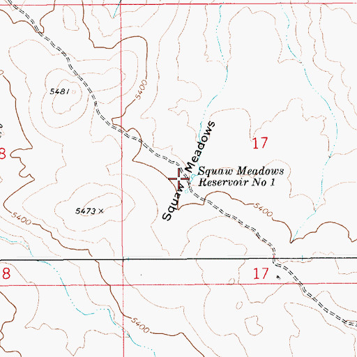 Topographic Map of Squaw Meadows Reservoir Number One, ID