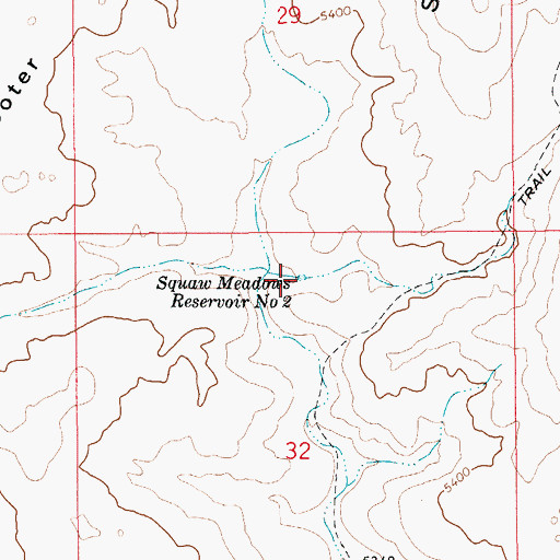 Topographic Map of Squaw Meadows Reservoir Number Two, ID