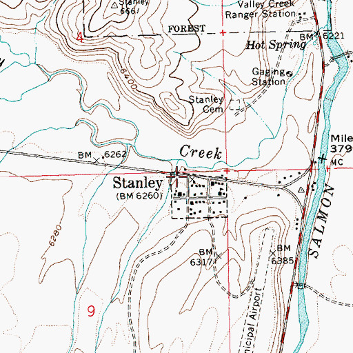 Topographic Map of Stanley, ID