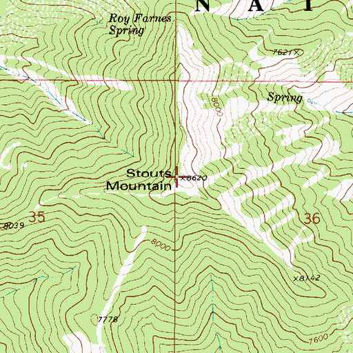 Topographic Map of Stouts Mountain, ID