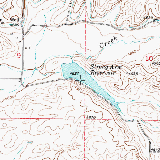 Topographic Map of Strong Arm Reservoir, ID