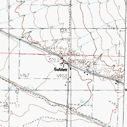 Topographic Map of Sublett, ID