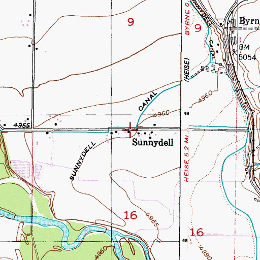 Topographic Map of Sunnydell, ID