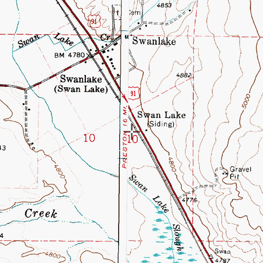 Topographic Map of Swan Lake, ID
