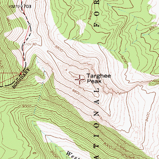 Topographic Map of Targhee Peak, ID