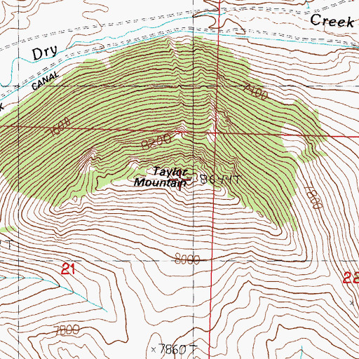 Topographic Map of Taylor Mountain, ID