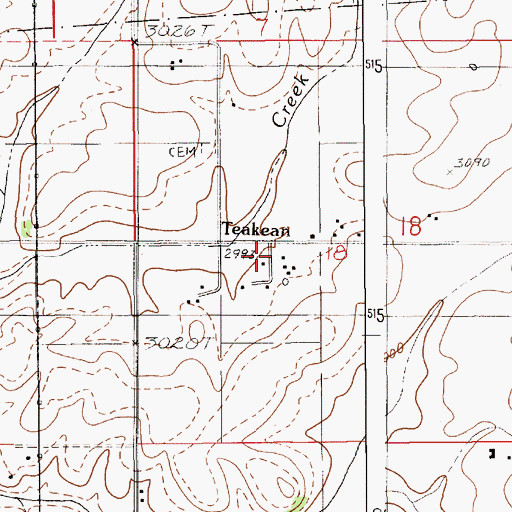 Topographic Map of Teakean, ID