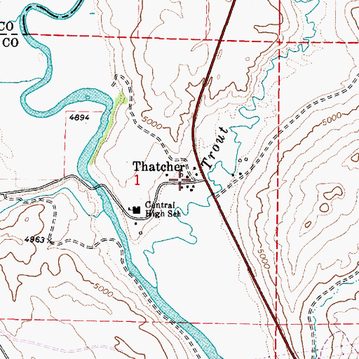 Topographic Map of Thatcher, ID