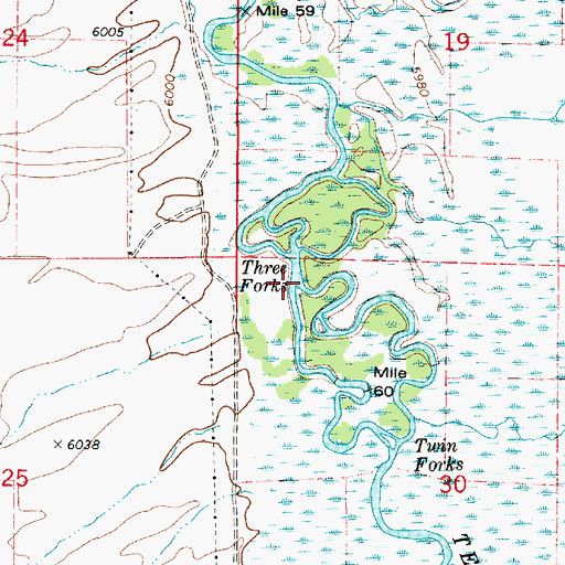 Topographic Map of Three Forks, ID