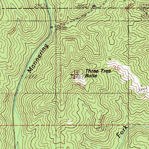 Topographic Map of Three Tree Butte, ID