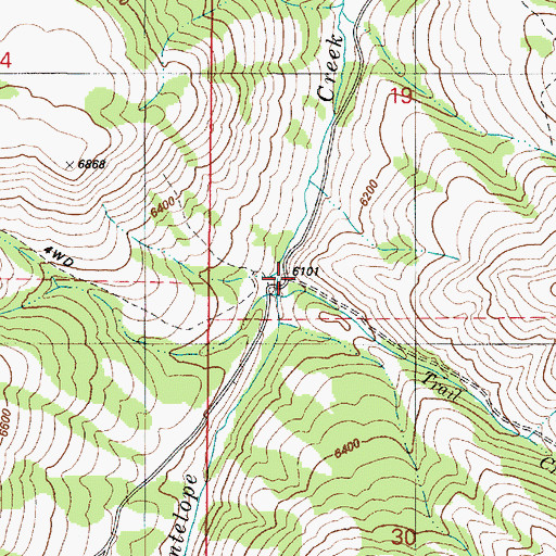 Topographic Map of Trail Creek, ID