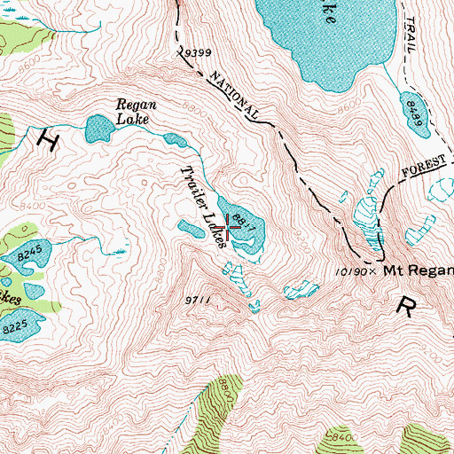 Topographic Map of Trailer Lakes, ID