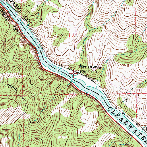 Topographic Map of Tramway, ID