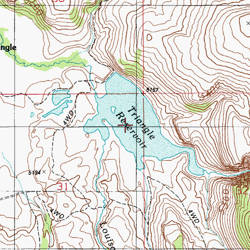 Topographic Map of Triangle Reservoir, ID