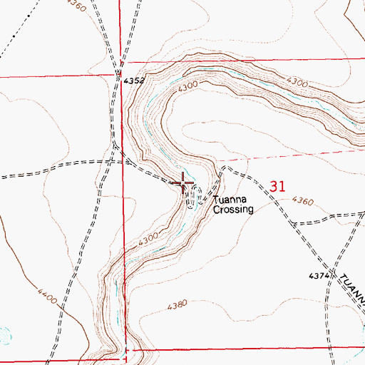 Topographic Map of Tuanna Crossing, ID