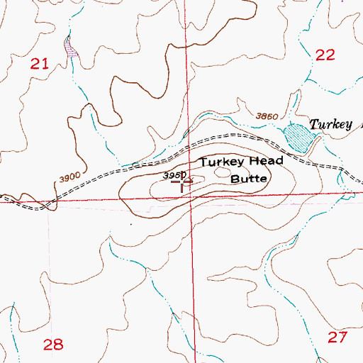 Topographic Map of Turkey Head Butte, ID