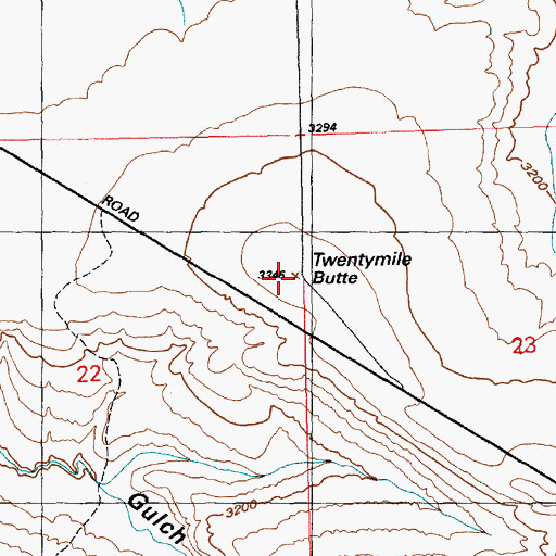 Topographic Map of Twentymile Butte, ID