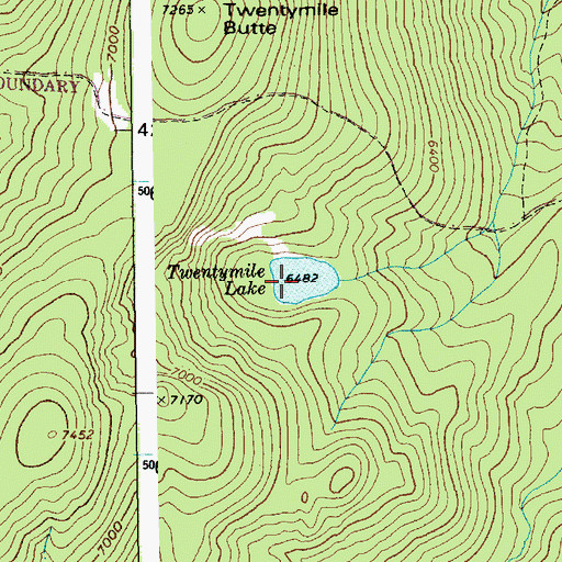 Topographic Map of Twentymile Lake, ID