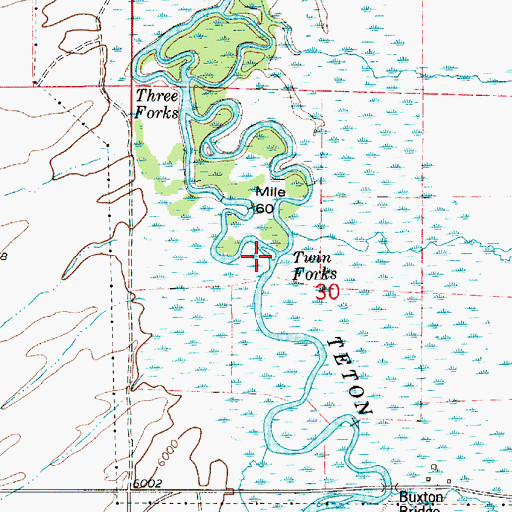 Topographic Map of Twin Forks, ID